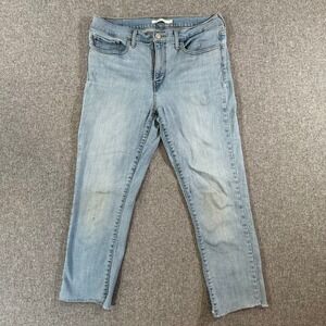Levi's Jeans Women 31 312 Shaping Slim Light Wash Raw Hem Frayed Denim